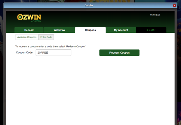 Claim 20 Free Spins - Step 1