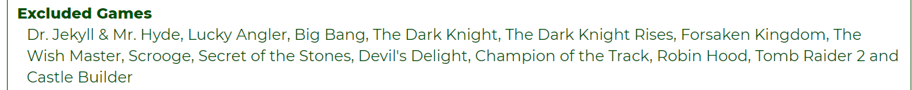 Excluded Games - Example 1